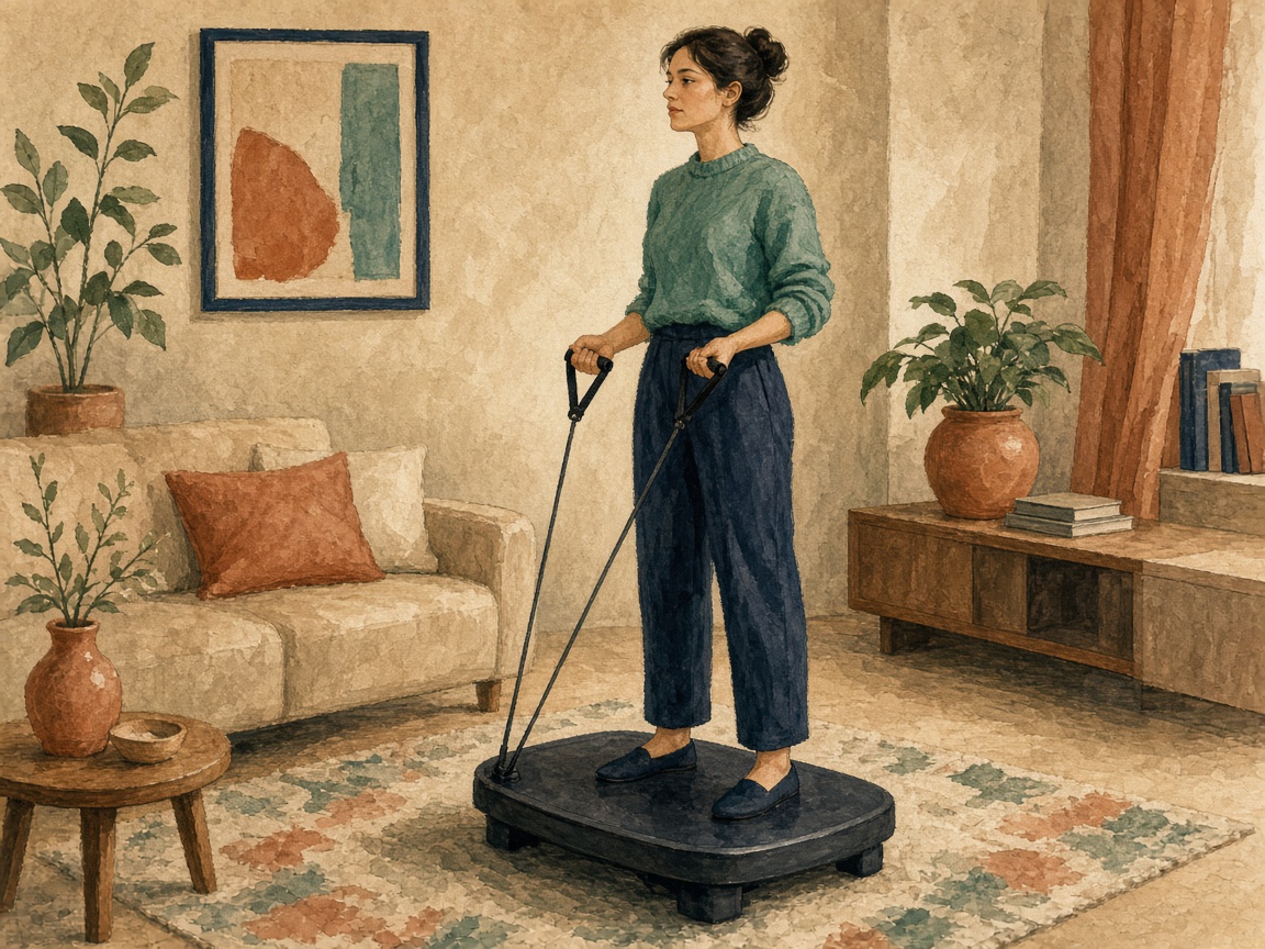 Illustrazione di un tiro con le fasce elastiche, in piedi sulla pedana